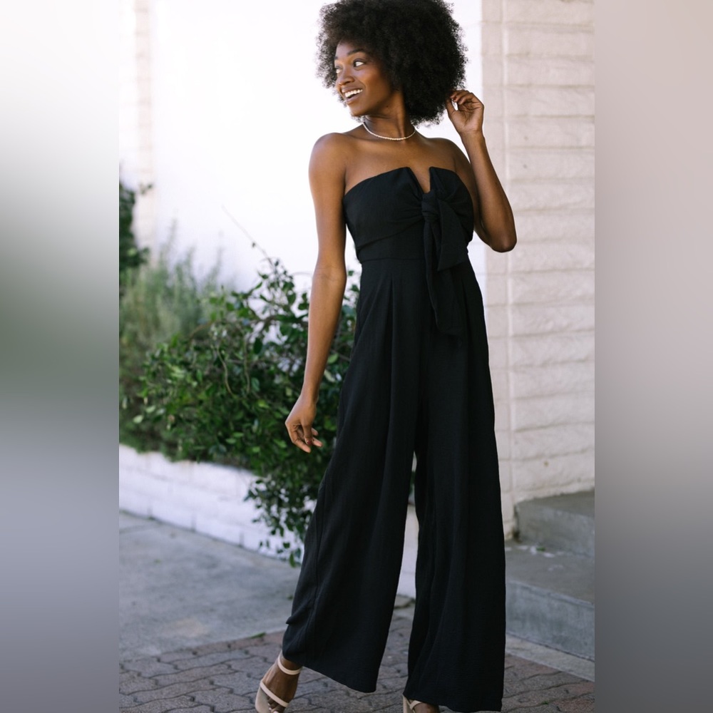 Notched Strapless Jumpsuit